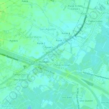 Topografische Karte Remedios, Höhe, Relief