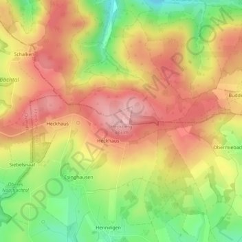 Topografische Karte Heckberg, Höhe, Relief