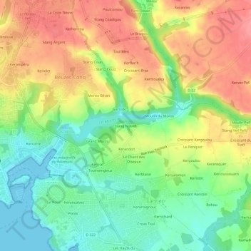 Topografische Karte Stang Noblet, Höhe, Relief
