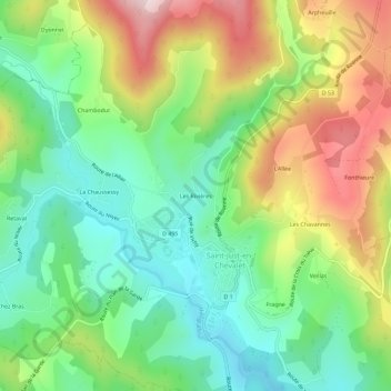 Topografische Karte Les Rivières, Höhe, Relief