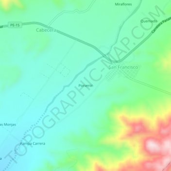 Topografische Karte Porvenir, Höhe, Relief