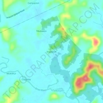 Topografische Karte Inayawan, Höhe, Relief