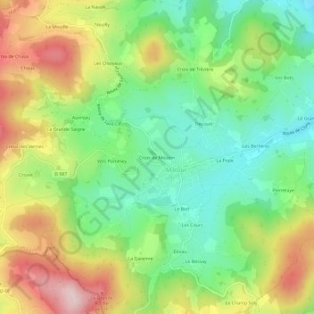 Topografische Karte Croix de Mission, Höhe, Relief