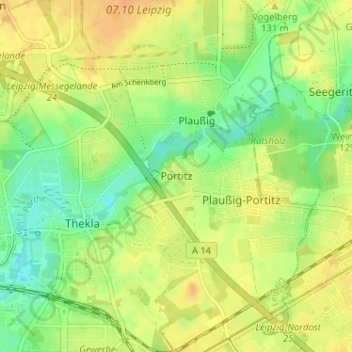 Topografische Karte Portitz, Höhe, Relief