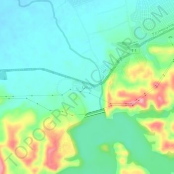 Topografische Karte Onia, Höhe, Relief