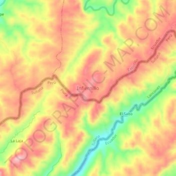 Topografische Karte Infiernillo, Höhe, Relief
