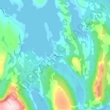Topografische Karte Vik, Höhe, Relief