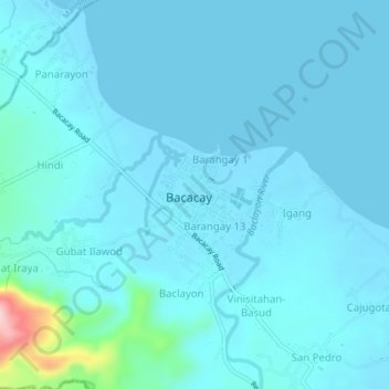 Topografische Karte Barangay 8, Höhe, Relief