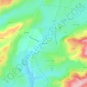 Topografische Karte Les Sabatiers, Höhe, Relief