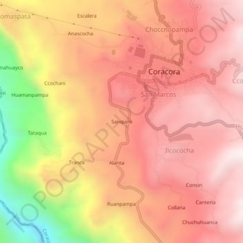 Topografische Karte Sanquini, Höhe, Relief