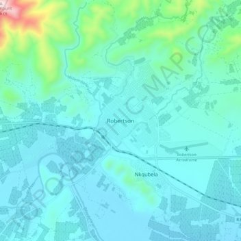 Topografische Karte Robertson, Höhe, Relief