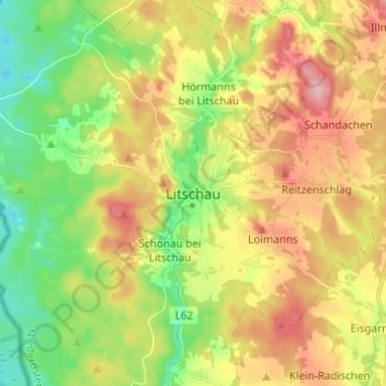 Topografische Karte Litschau, Höhe, Relief