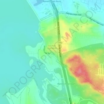 Topografische Karte manasa hills, Höhe, Relief