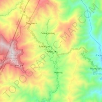 Topografische Karte Kayapa, Höhe, Relief