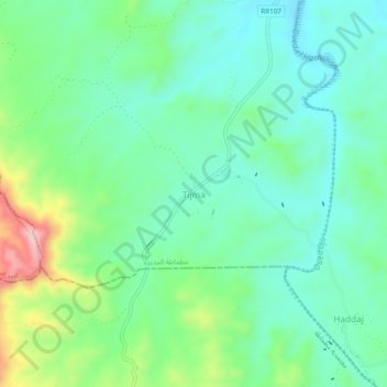 Topografische Karte Tidjma, Höhe, Relief