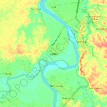 Topografische Karte Gamu, Höhe, Relief