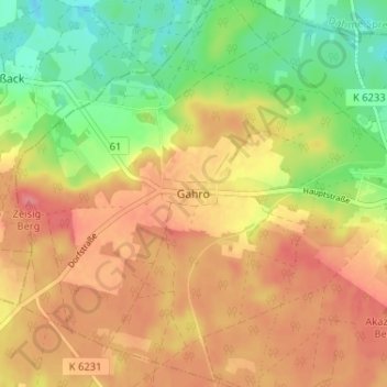 Topografische Karte Gahro, Höhe, Relief