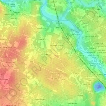 Topografische Karte La Huperie, Höhe, Relief