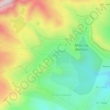 Topografische Karte Chuspiri, Höhe, Relief