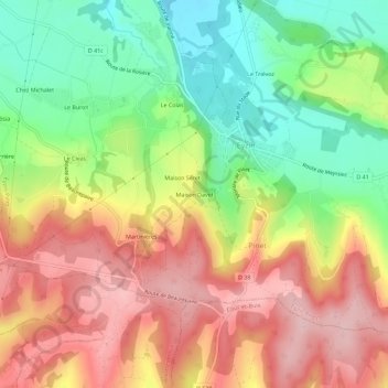 Topografische Karte Maison David, Höhe, Relief