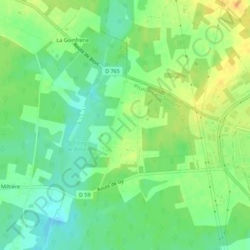 Topografische Karte Les Chevinières, Höhe, Relief