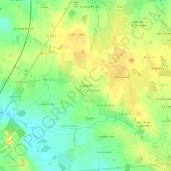 Topografische Karte La Hinchère, Höhe, Relief