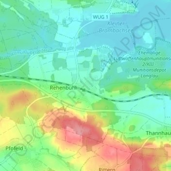 Topografische Karte Langlau, Höhe, Relief