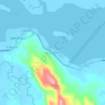 Topografische Karte Aguadahan, Höhe, Relief