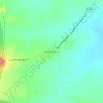 Topografische Karte Sethumadai, Höhe, Relief