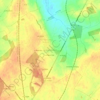Topografische Karte Le Grand Cimetière, Höhe, Relief