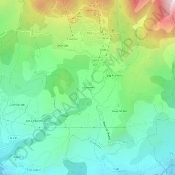 Topografische Karte La Villette, Höhe, Relief