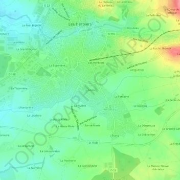 Topografische Karte La Motte, Höhe, Relief