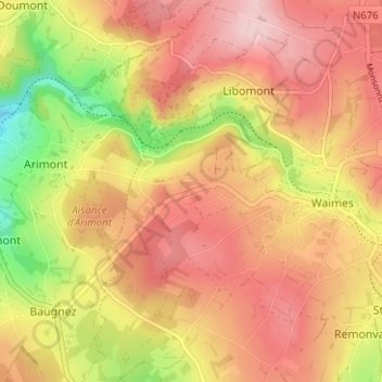 Topografische Karte Hottleux, Höhe, Relief