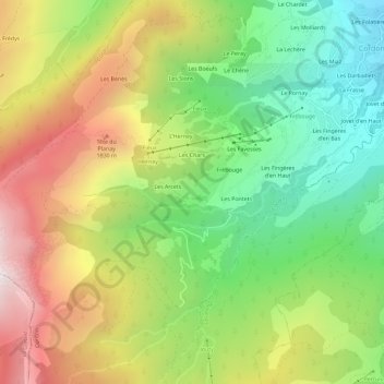 Topografische Karte Le Charne, Höhe, Relief
