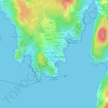 Topografische Karte A Milleira, Höhe, Relief