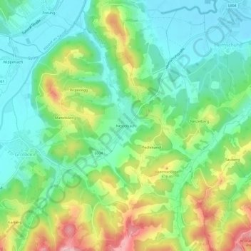 Topografische Karte Nestelbach, Höhe, Relief