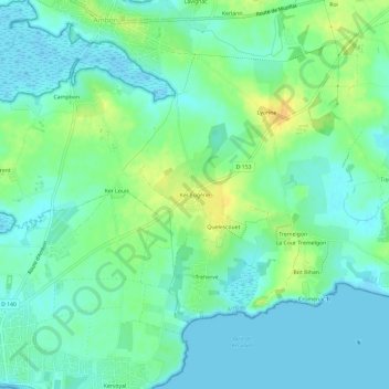 Topografische Karte Ker Eugène, Höhe, Relief