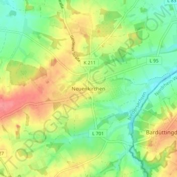 Topografische Karte Neuenkirchen, Höhe, Relief