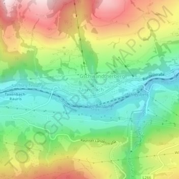 Topografische Karte Taxenbach, Höhe, Relief