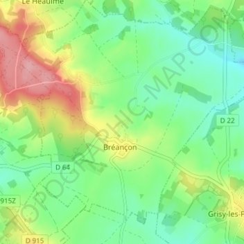 Topografische Karte Le Val, Höhe, Relief