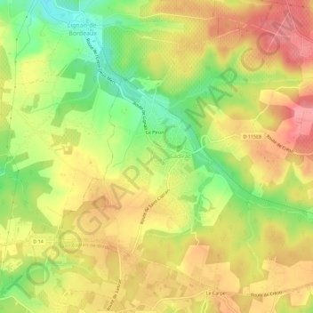 Topografische Karte Grand Pierre, Höhe, Relief