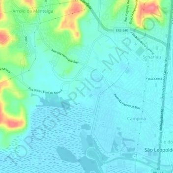 Topografische Karte Jardim Fênix, Höhe, Relief