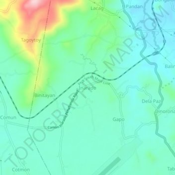 Topografische Karte Inarado, Höhe, Relief