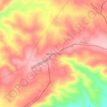 Topografische Karte Lagoa da Cruz, Höhe, Relief