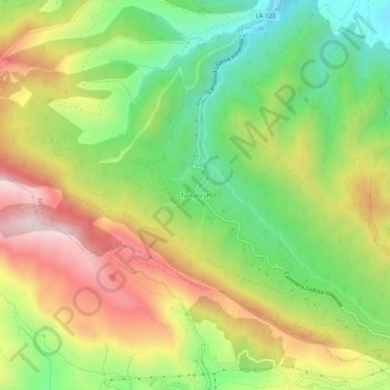 Topografische Karte Turruncún, Höhe, Relief