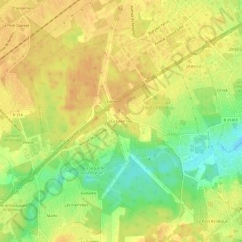 Topografische Karte Le Cournau, Höhe, Relief
