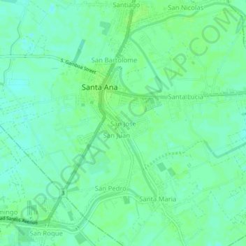 Topografische Karte San Jose, Höhe, Relief