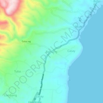 Topografische Karte Balisong, Höhe, Relief