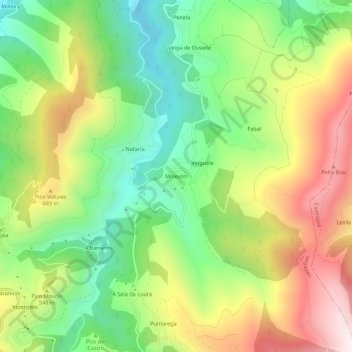 Topografische Karte Molexón, Höhe, Relief
