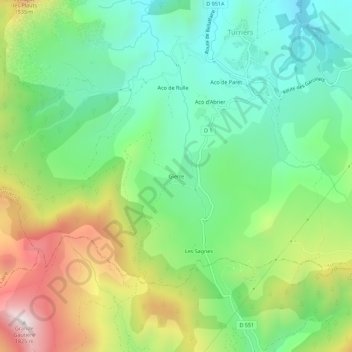 Topografische Karte Gierre, Höhe, Relief
